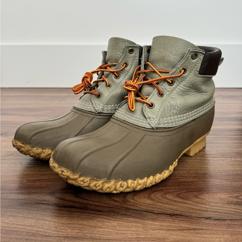 Women’s Insulated L.L. Bean Boots - Sage Green Tumbled Leather, Size 10